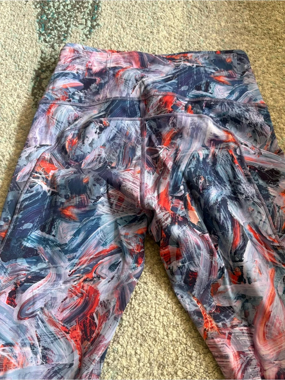 Lululemon Abstract Print Active Leggings in Navy and Red